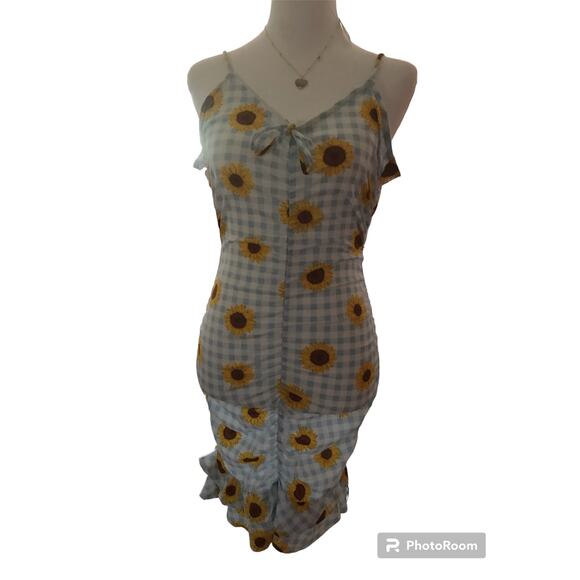 NWT Derek Heart  Women's ‎ New Small Floral Check Open Bodycon Dress - Picture 1 of 9
